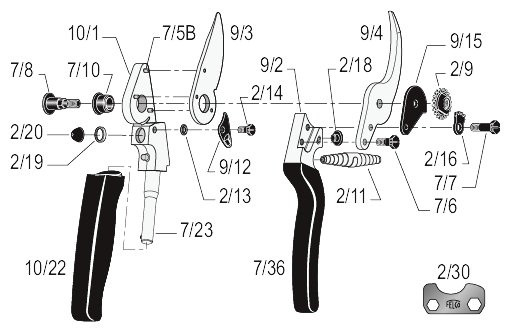 FELCO 10 Hochleistung-Schere Linksh�nder