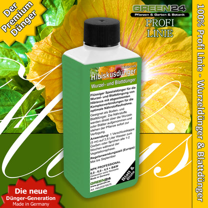 Hibiskus-Dünger 250ml – Spezial-Flüssigdünger für alle Hibiskus-Arten (Garten & Zimmer) | Fördert üppige Blüten, verhindert gelbe Blätter & sorgt für kräftiges Wachstum | NPK Profi-Pflege für Hibiscus