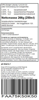 Originale Nährstoffdeklaration · Farn-Dünger