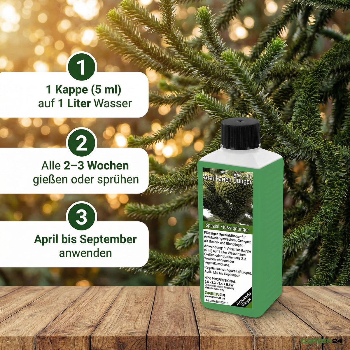 Araucaria Fertilizer – 250ml Specialized Fertilizer for Araucaria Species | For Majestic Norfolk Pines & Monkey Puzzles | Ideal for All Ornamental Pines & Living Fossils