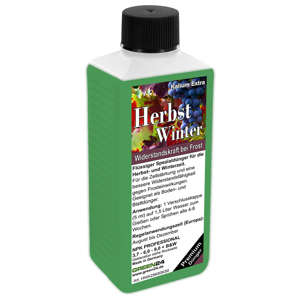 Herbst + Winter Dünger Kalium+ – 250ml Spezialdünger für bessere Winterhärte | Für Frost-Toleranz & Zellstärkung | Professionelle Wintervorbereitung