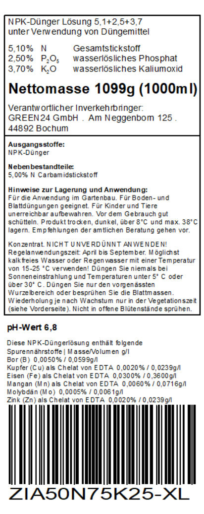 GREEN24 Zitrus-Dünger XL 1 Liter – Produktansicht 3