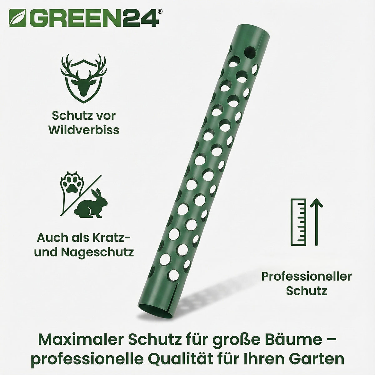 GREEN24 Stammschutz mit Herstellerhinweisen zu Wildverbiss, Kratz- und Nageschutz