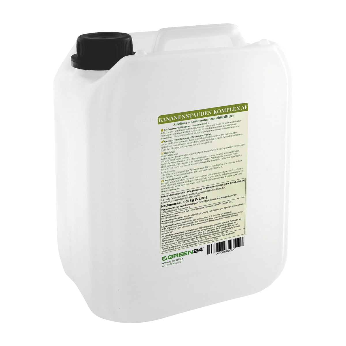 Bananenstauden-Komplex AF- 5 Liter anwendungsfertiger kalkfreier Spezialdünger für Bananen, Strelitzien & andere Tropenpflanzen. Hoher Stickstoffanteil für massives Blattwachstum