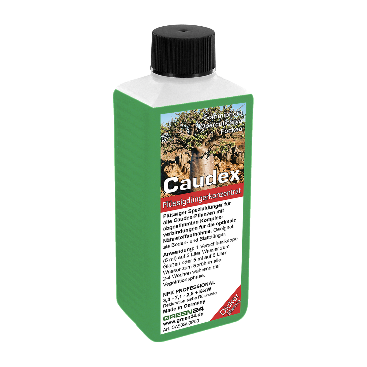 Caudex Dünger – Spezial-Flüssigdünger für Commiphora, Operculicarya, Fockea & alle Caudex-Pflanzen