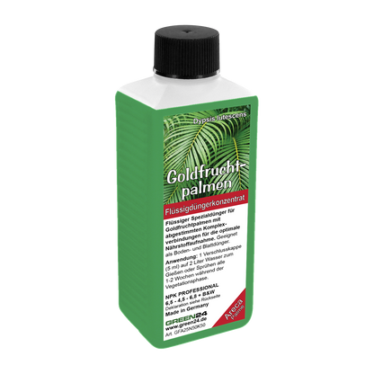 Goldfruchtpalme Dünger – HIGH-TECH NPK Flüssigdünger für Dypsis lutescens, Areca-Palme & Goldpalme – Perfekt für üppiges Wachstum & sattgrüne Wedel – Made in Germany