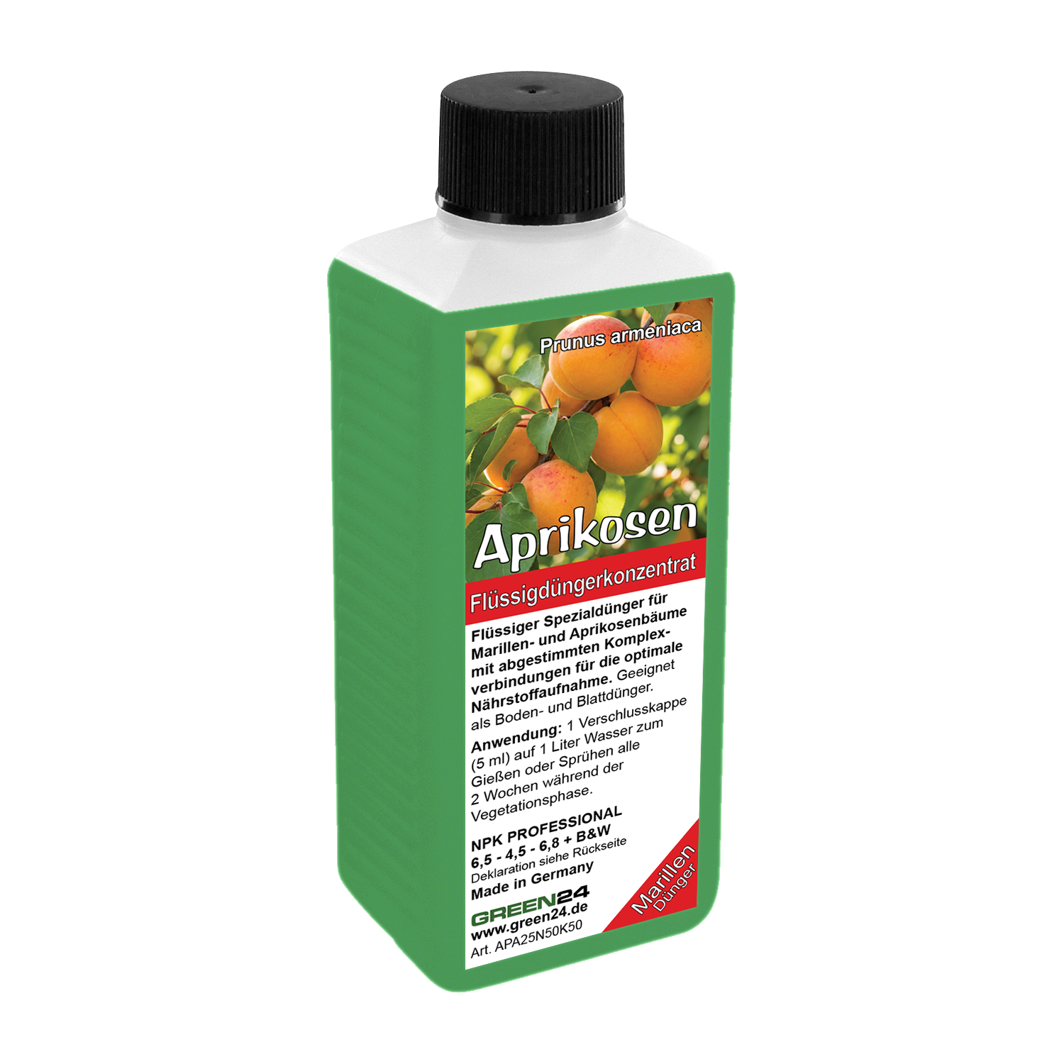 Originale Produktabbildung: GREEN24 Aprikosen-Dünger, 250 ml mit deutschem Frontetikett