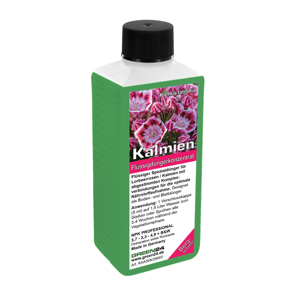 Kalmia Dünger – HIGH-TECH NPK Flüssigdünger für Lorbeerrosen, Berglorbeer & Kalmien – Perfekt für spektakuläre Blüten & gesundes Laub – Made in Germany