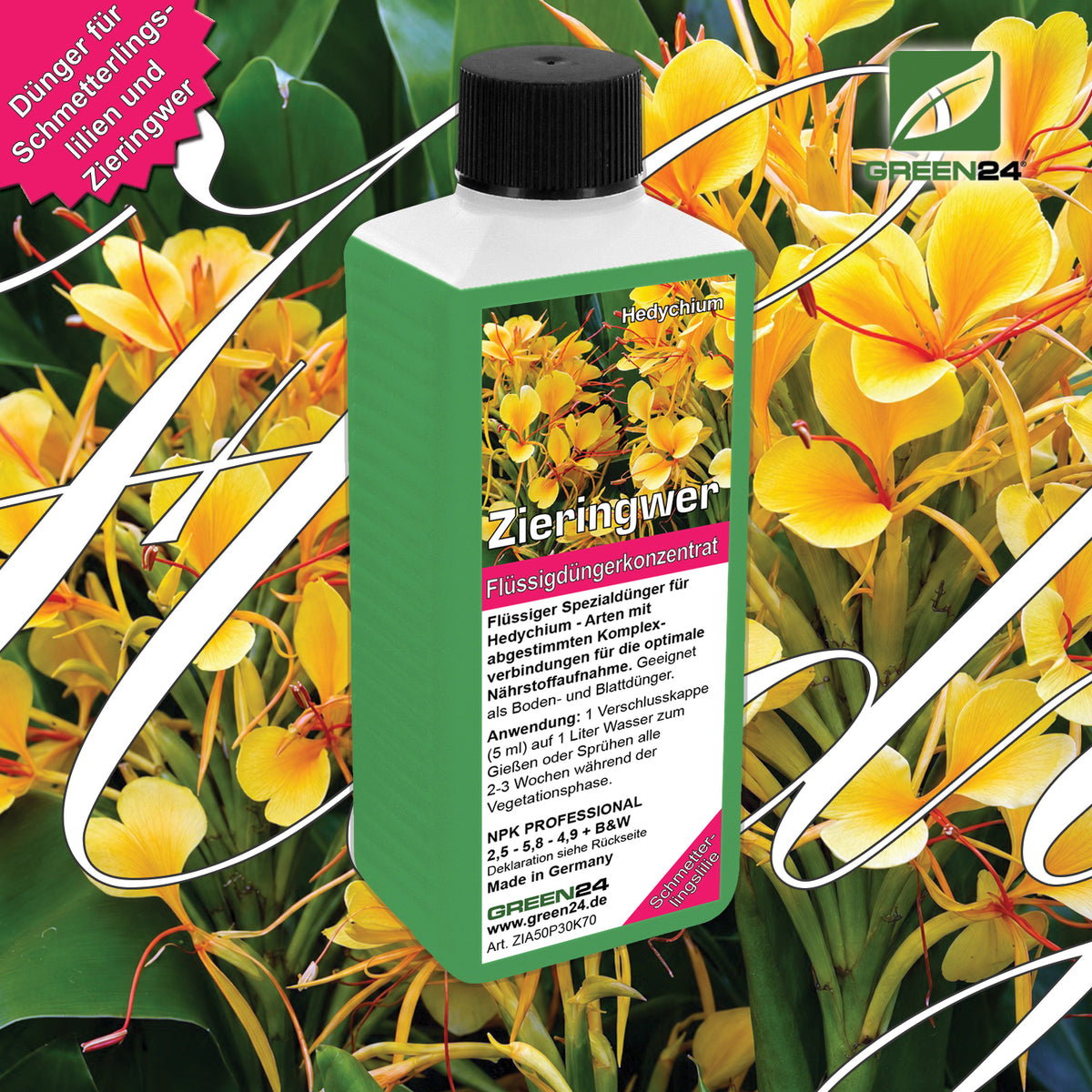 Hedychium Dünger – HIGH-TECH NPK Flüssigdünger für Zieringwer & Schmetterlingslilien – Perfekt für exotische Blüten & kräftige Rhizome – Made in Germany