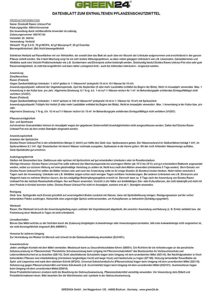 Rasen Unkraut Frei DICOTEX 500ml – Produktdatenblatt