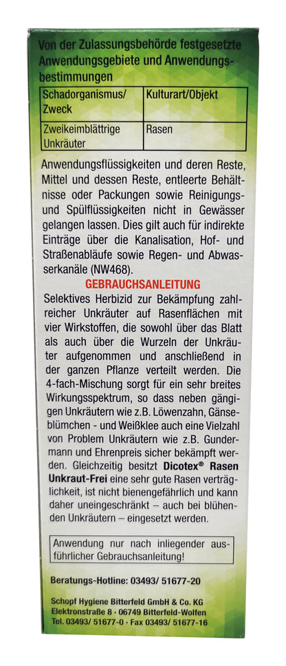 Rasen Unkraut Frei DICOTEX 500ml – Produktinformation