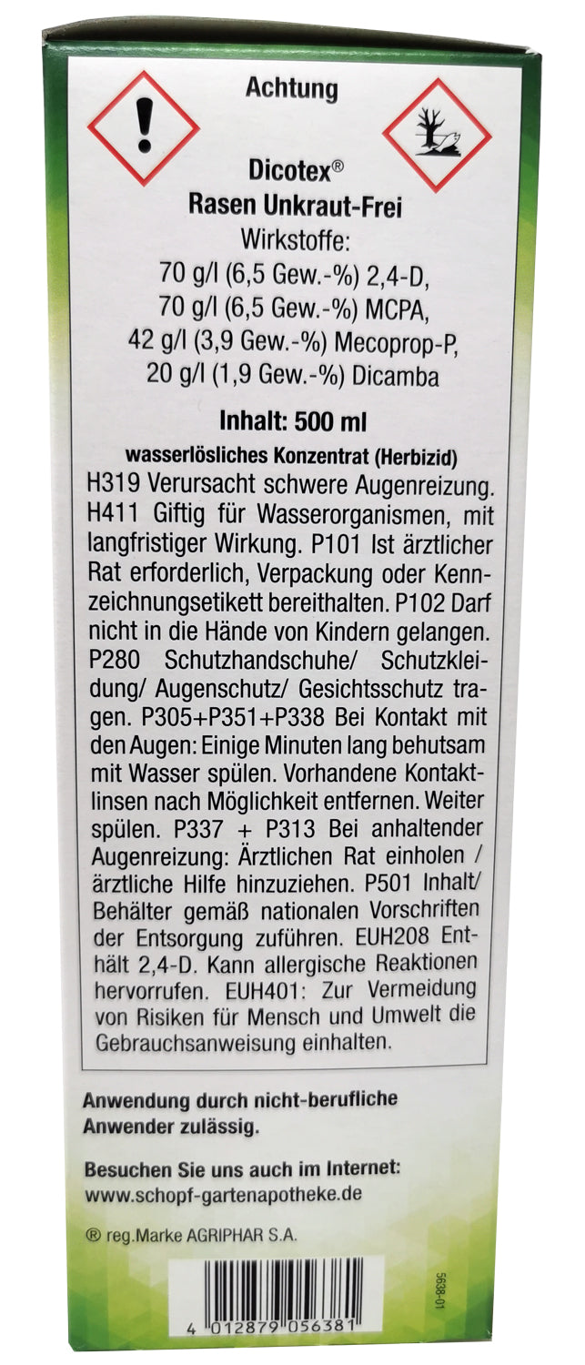 Rasen Unkraut Frei DICOTEX 500ml – Produktinformation