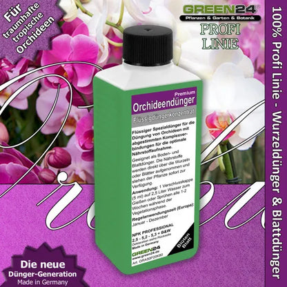 GREEN24 Orchideen-Dünger Premium – 250 ml – Produkt mit Pflanzenmotiv