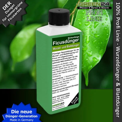 Ficus-Dünger – 250ml Flüssigdünger Konzentrat für groß wachsende Feigenbäume HIGHTECH | NPK + Spurenelemente – Produkt und Anwendung