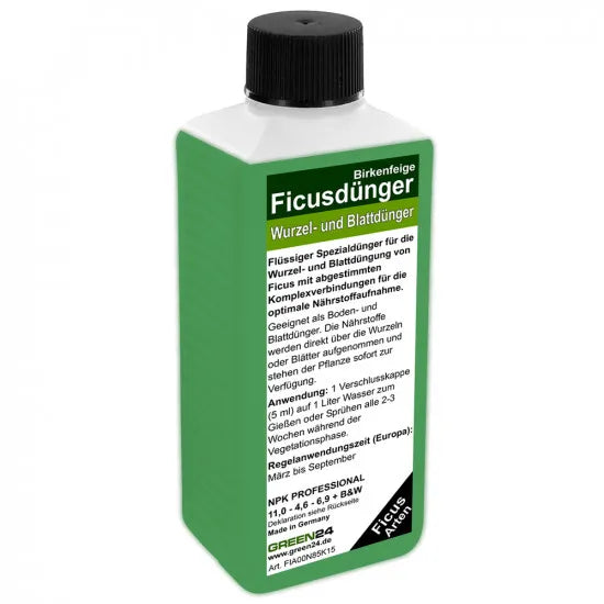 Ficus-Dünger – 250ml Flüssigdünger Konzentrat für groß wachsende Feigenbäume HIGHTECH | NPK + Spurenelemente – Produktansicht