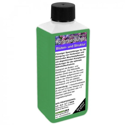 Hortensiendünger flüssig Pro – 250ml Spezialdünger für Hydrangea & Moorbeetpflanzen | Für prächtige Blütenfülle & kräftiges Wachstum | Professionelle Hortensien-Pflege – Produktansicht