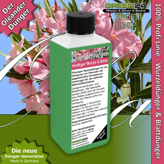 Oleanderdünger flüssig – 250ml Spezialdünger für Nerium Oleander NPK | Für mediterrane Blütenpracht & kräftiges Wachstum | Professionelle Oleander-Pflege – Produkt und Anwendung