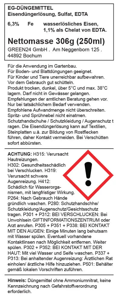 Rasen-Dünger Stickstoff & Eisen – Set – Originaletikett/Deklaration