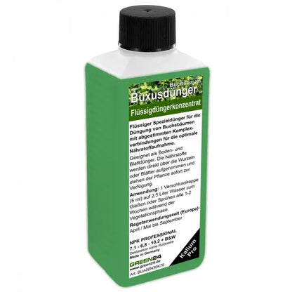 Buchsbaum-Dünger Pro – 250ml NPK-Konzentrat für Buxus & Ilex | Formschnitt-Spezialist für dichte Hecken & kräftiges Wachstum | Immergrün-Dünger mit Spurenelementen – Produktansicht