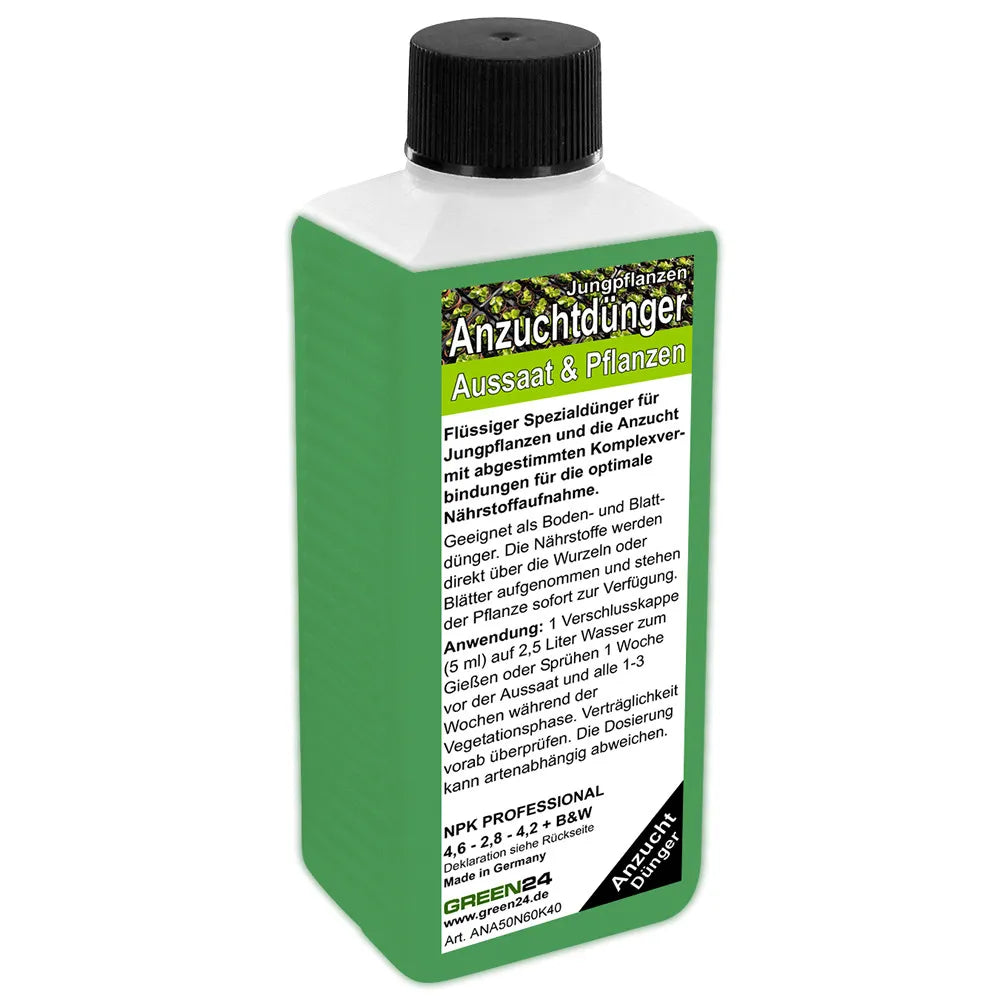 Original GREEN24 seedling fertiliser bottle with its German front label.