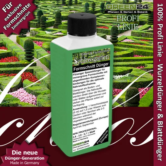 Eiben-Dünger – 250ml Spezialdünger für Taxus baccata | Für perfekte Formschnitte & Schlossgarten-Eleganz | Ideal für alle Eiben-Hecken & Topiary-Kunstwerke – Produkt und Anwendung