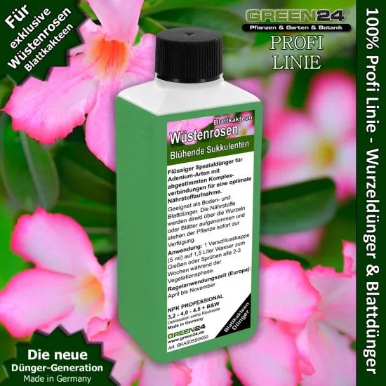 GREEN24 Wüstenrosen-Dünger – 250 ml – Produkt mit Pflanzenmotiv