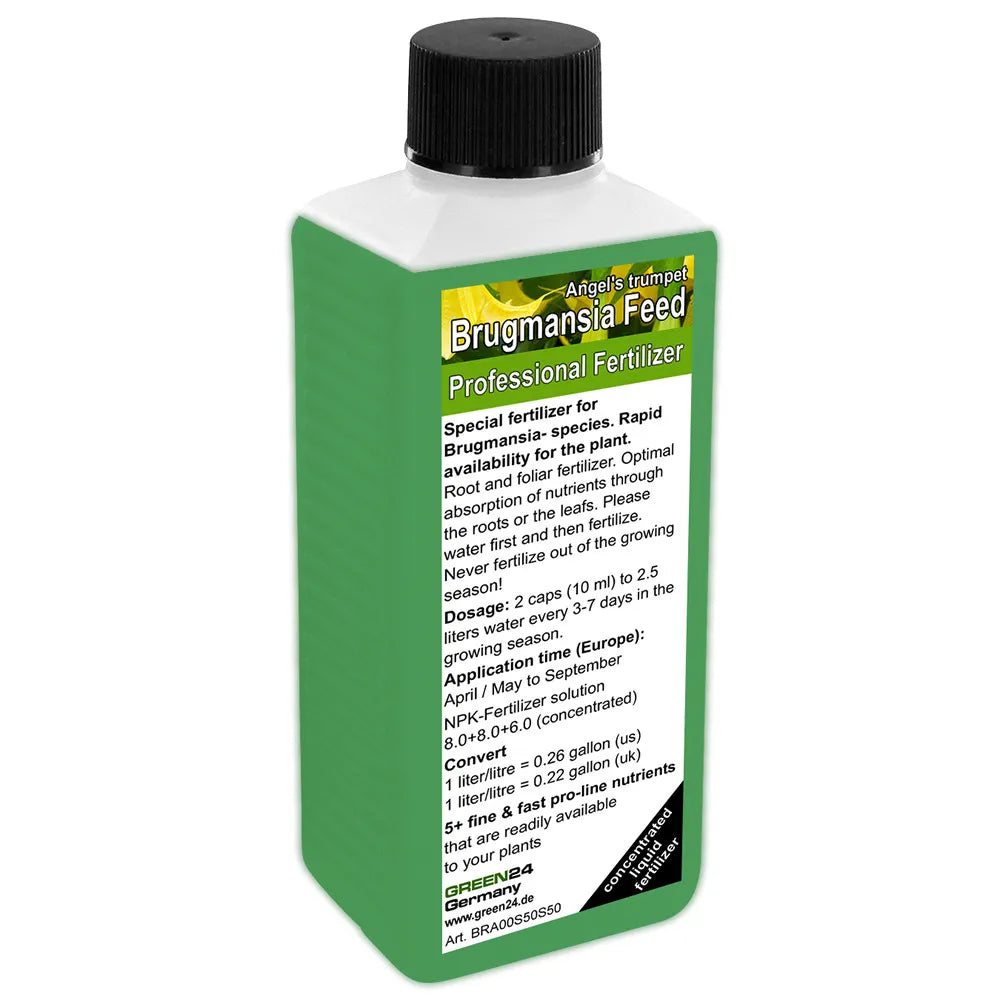 GREEN24 Engelstrompeten-Dünger · 250 ml · Vorderetikett und Produktflasche · englische Fassung