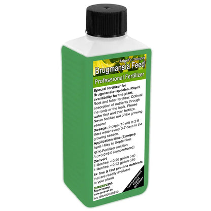 GREEN24 Engelstrompeten-Dünger · 250 ml · Vorderetikett und Produktflasche · englische Fassung