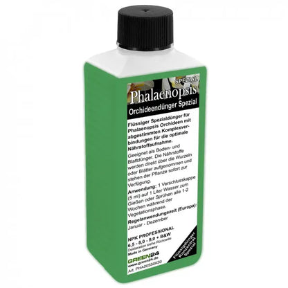 GREEN24 Phalaenopsis-Dünger – 250 ml – Produktflasche auf weißem Hintergrund