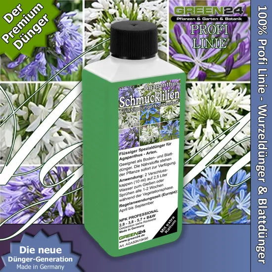 Schmucklilien-Dünger – 250 ml – Produkt und Pflanze