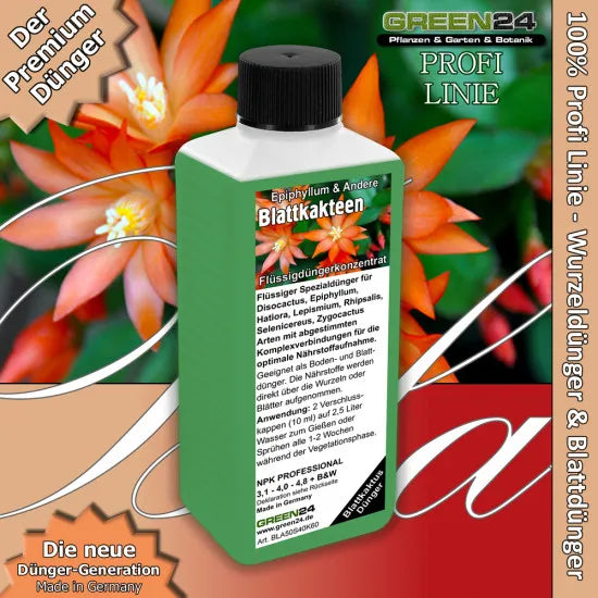 GREEN24 Blattkakteen-Dünger – 250 ml – Produkt mit Pflanzenmotiv