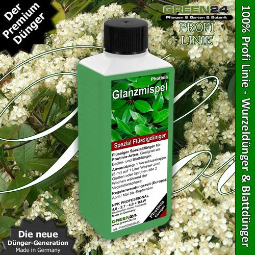 Photinia-Dünger – 250ml NPK Spezialdünger für Glanzmispel & Lorbeermispel | Für spektakulären roten Austrieb & dichte Hecken | Ideal für Photinia-Arten – Produkt und Anwendung