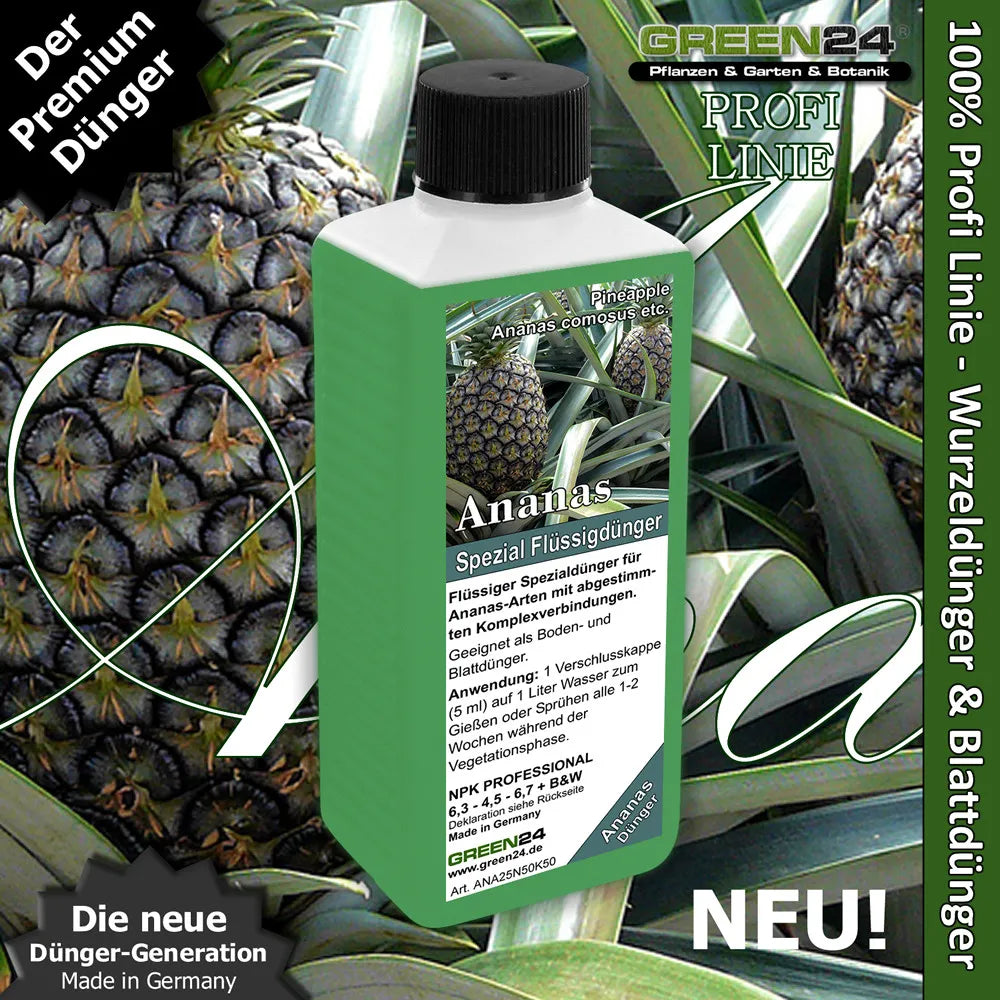 GREEN24 Ananas-Dünger 250 ml – Produktansicht mit Ananas