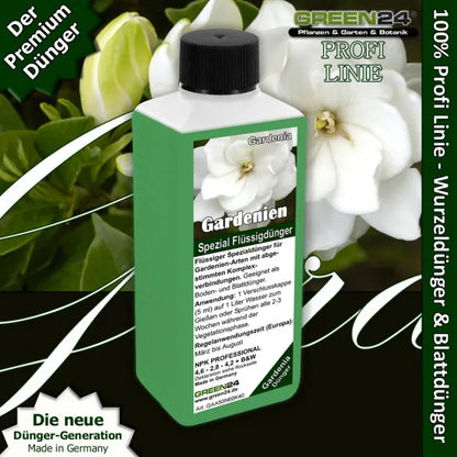 Gardenia-Dünger Pro – 250 ml – Produkt und Pflanze