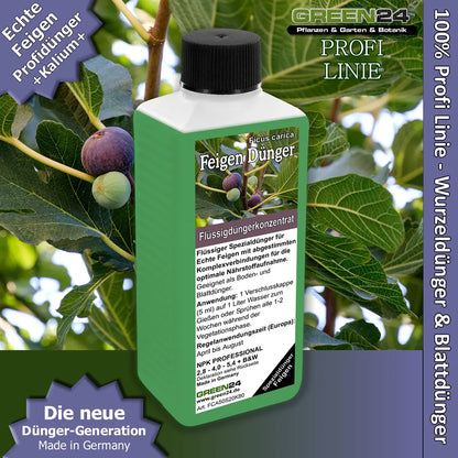 GREEN24 Feigen-Dünger 250 ml – Produktansicht mit Pflanze