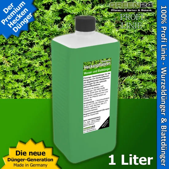 Heckenpflanzen Dünger Supreme XL 1 Liter für Laubhecken und Immergrüne Hecken – Produkt und Anwendung