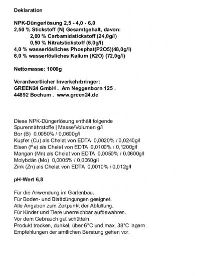 Obstbaum- und Beerenstrauch-Dünger XL 1 Liter – Anwendung und Produktdetails