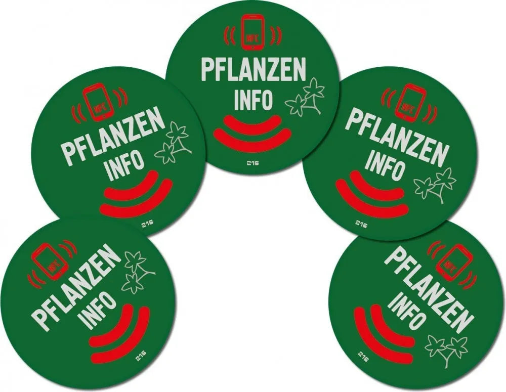 Fünf NFC-Pflanzensticker NTAG216