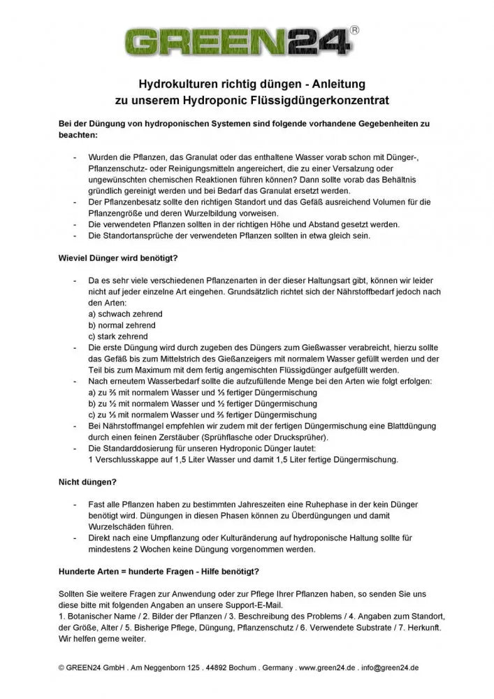 Originalanleitung zum Düngen in Hydrokultur