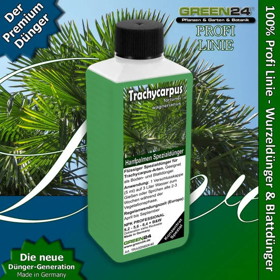 Trachycarpus Dünger – 250ml Spezialdünger für Hanfpalmen NPK | Für majestätische Wedel & winterharte Pracht | Ideal für Tessinerpalmen & Kübel – Produkt und Anwendung