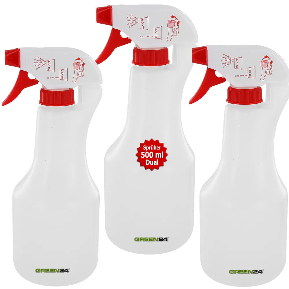 Drei Handsprühflaschen mit je 500 ml Fassungsvermögen