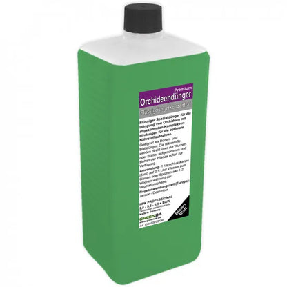 GREEN24 Orchideen-Dünger Premium XL – 1 Liter – Produktflasche auf weißem Hintergrund
