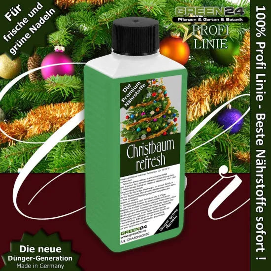 Weihnachtsbaum frisch halten – Christbaum Refresh für Nordmanntanne, Fichte & Co. – Verhindert Nadeln & sorgt für sattes Grün – Made in Germany – Produkt und Anwendung