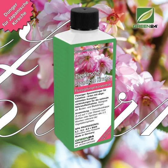 Zierkirsche-Dünger - Flüssigdünger für japanische Kirsche (Prunus serrulata, Prunus incisa, Prunus subhirtella) 250ml – Produkt und Anwendung