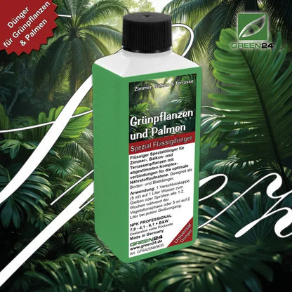Spezial-Grünpflanzen & Palmendünger Pro – 250 ml – Produkt und Pflanze