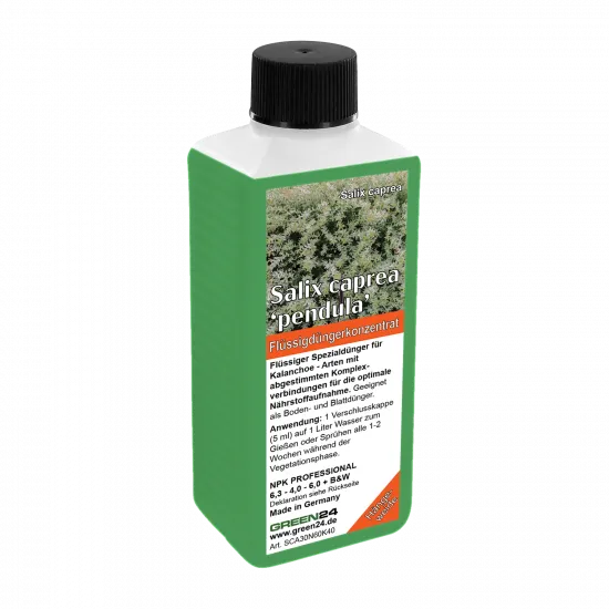 Salix caprea Pendula-Dünger – NPK Flüssigdünger für Salix integra Hakuro Nishiki Harlekinweide, Hängende Kätzchenweide 250 ml – Produktansicht
