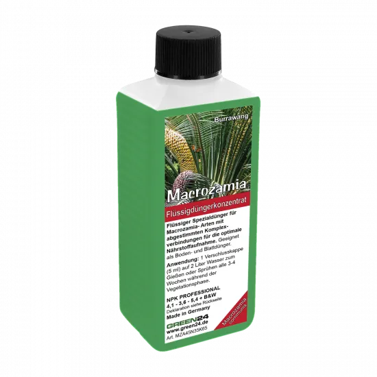 Macrozamia - Dünger 250 ml (Macrozamia communis, moorei, fraseri, miquelii, riedlei) mineralischer NPK Flüssigdünger mit Spurenelementen für kräftige Wedel & nachhaltiges Pflegen und Gießen – Produktansicht