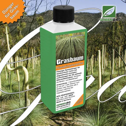 Grasbaum Xanthorrhoea – Dünger 250 ml Mineralischer NPK Flüssigdünger mit Spurenelementen für Yacca / Blackboy / Grasstree (Xanthorrhoea spp.) – Anzucht, Jungpflanzen, Zuwachs, Blüte & Frucht – Produkt und Anwendung