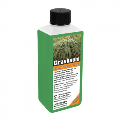 Grasbaum Xanthorrhoea – Dünger 250 ml Mineralischer NPK Flüssigdünger mit Spurenelementen für Yacca / Blackboy / Grasstree (Xanthorrhoea spp.) – Anzucht, Jungpflanzen, Zuwachs, Blüte & Frucht – Produktansicht