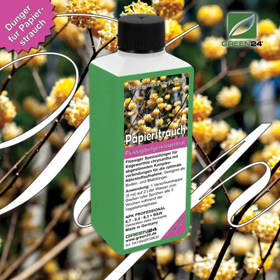 Papierstrauch - Dünger Edgeworthia chrysantha 250 ml N-P-K Flüssigdünger mit Spurenelementen | Japanischer Papierbusch / Honigblume / Mitsumata pflegen & düngen | Für Anzucht, Wachstum, Blüte, Frucht – Produkt und Anwendung